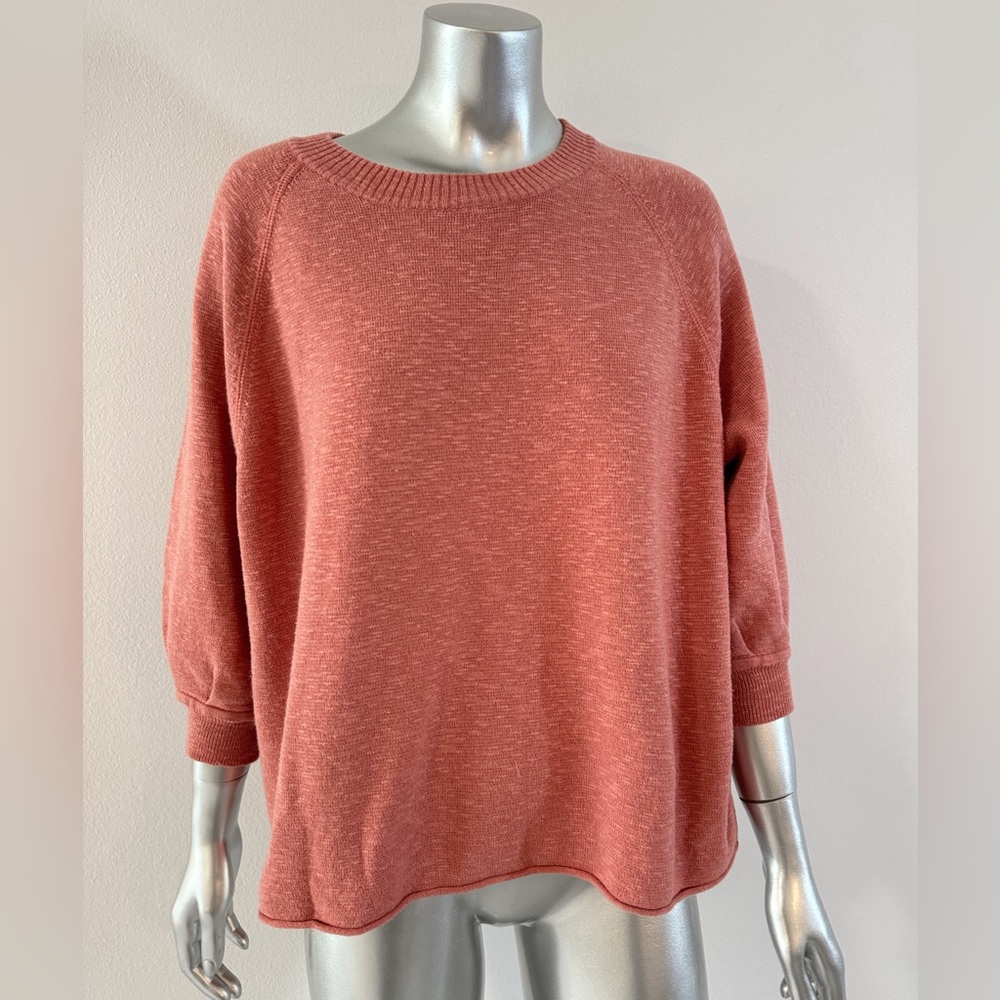 Madewell Telluride Pullover Sweater clay pink knitted 3/4 sleeve sweatshirt
